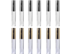 Ciieeo 12 Tubos Labiais De Plástico Transparente 5ml Com Tampas Prateadas E Douradas, Fáceis De Usar