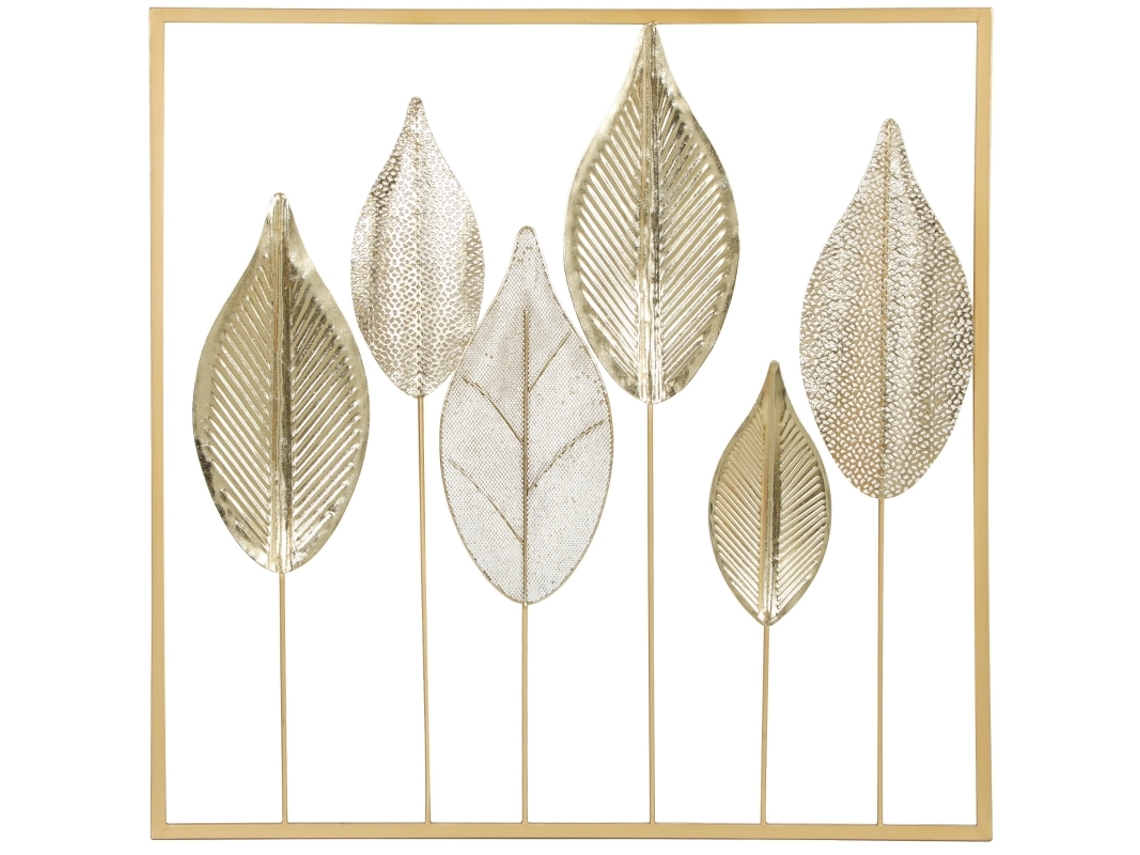 Decoración De Pared Moderna Con Marco De Metal Y Hojas Doradas