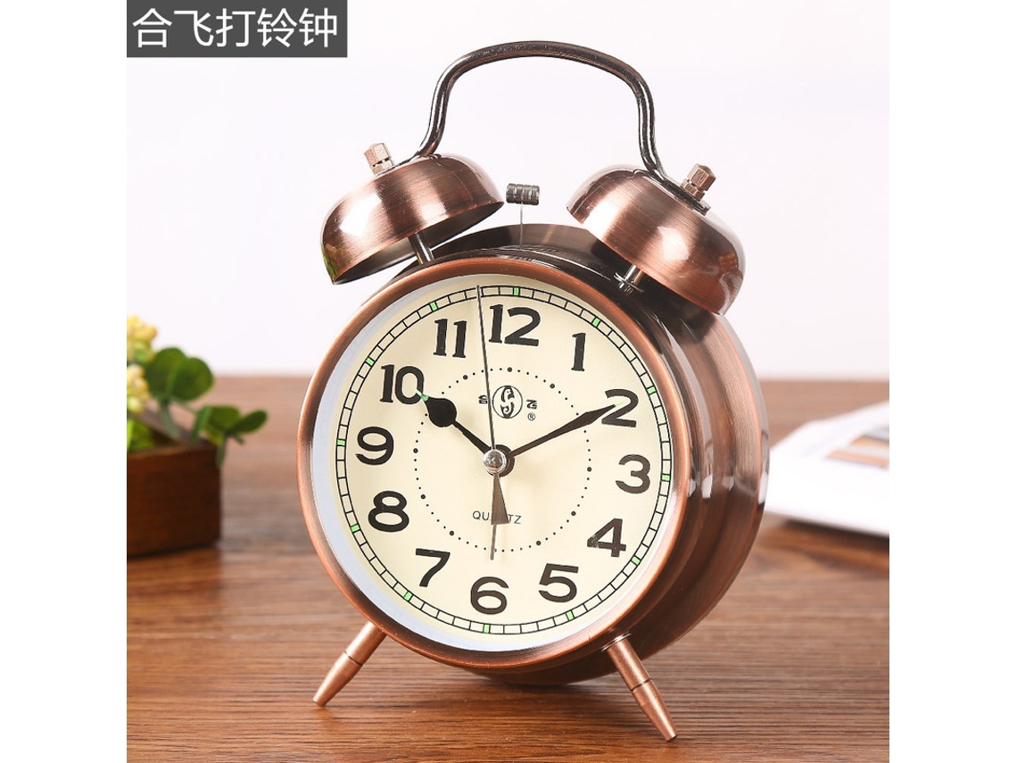 Alarme de Relógio de Secretária Vintage Silencioso com Luz Nocturna Relógio Despertador 