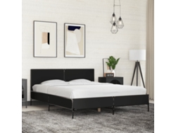 Estructura De Cama Madera De Ingeniería Y Metal Negro 150x200cm