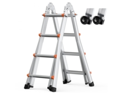 Escalera Telescópica de Aluminio, Extensible y Ajustable con Patas Antideslizantes Tekmaquinas