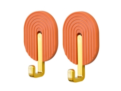 2 ganchos autoadhesivos para toallas de pared, para baño y cocina, de fuerte adherencia, alta capacidad de carga, sin taladros, color naranja.