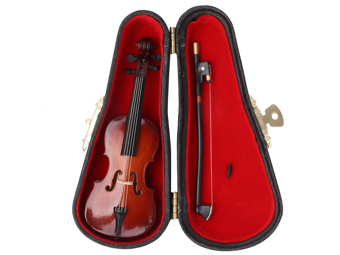 Mini instrumento musical de violonchelo de madera de 10 cm para decoración del hogar o regalo.