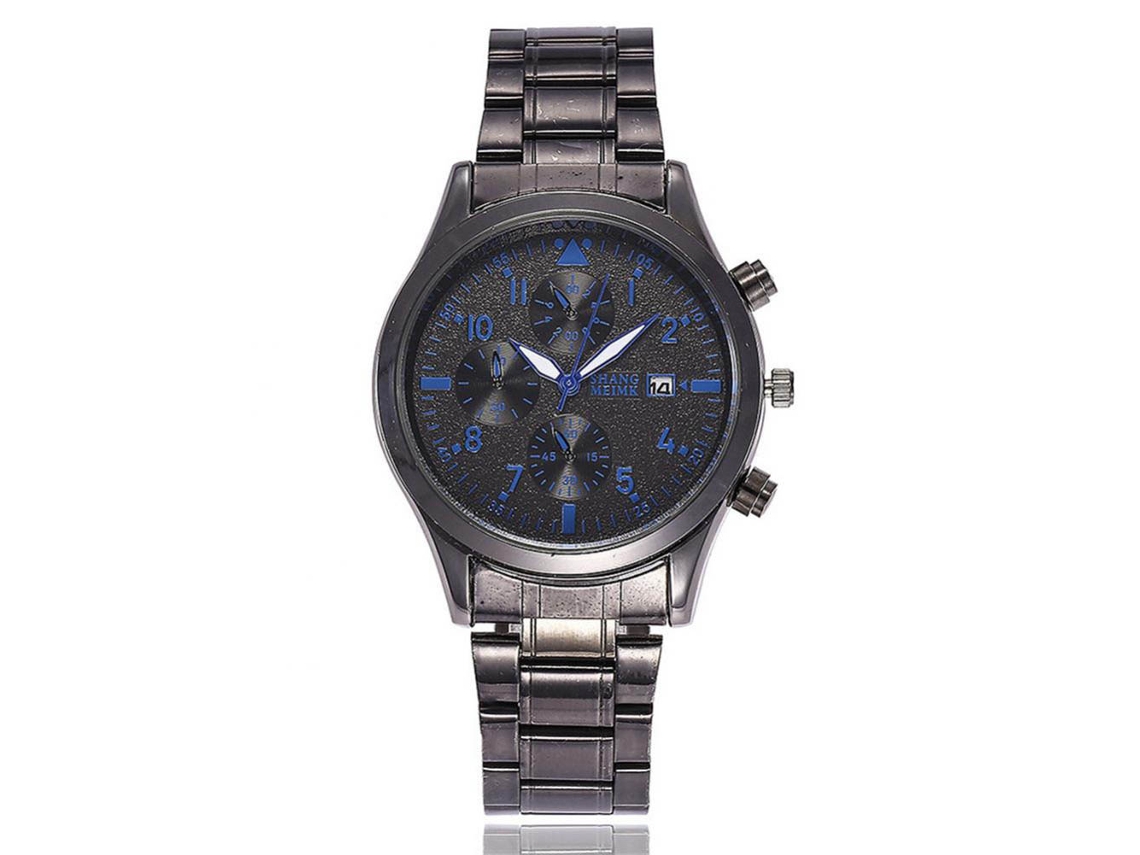 Reloj De Pulsera Analógico De Cuarzo Shangmeimk Con Correa De Acero Y Dial Redondo Azul