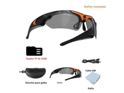(naranja + 32 Gb) Gafas Deportivas Inteligentes, Cámara Dv Full Hd 1080p, Lente Gran Angular De 120°