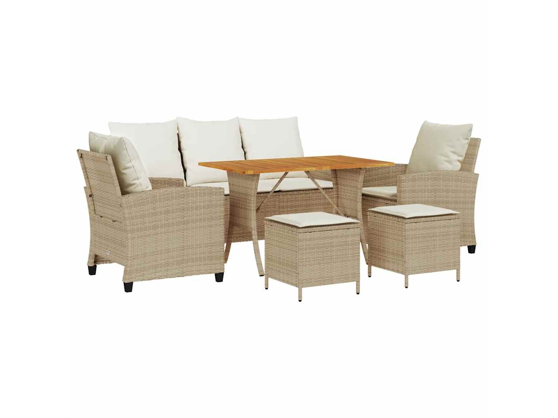 Maison Exclusive - Conjunto De Sofá De Jardín De 6 Piezas Con Cojines, Poliratán Beige