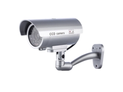 Cámara De Seguridad Simulada (plateada, Con Energía Solar) Con Luz Led Roja Intermitente Y Flash, Resistente Al Agua