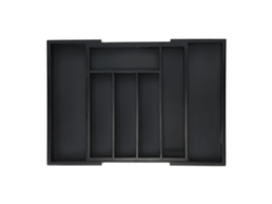 Relaxdays Cubertero Cajón Extensible, 5 A 7 Compartimentos, Organizador Cubiertos Y Utensilios, Bambú Y Mdf, Negro