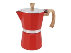 Cafetera octogonal de aleación de aluminio, calentamiento rápido, prensado cómodo, color rojo, 150 ml