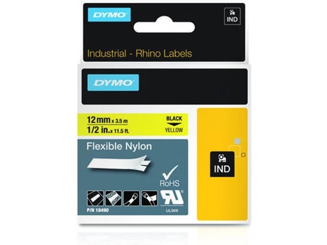 Cinta Laminada DYMO 18490 Negro sobre Amarillo