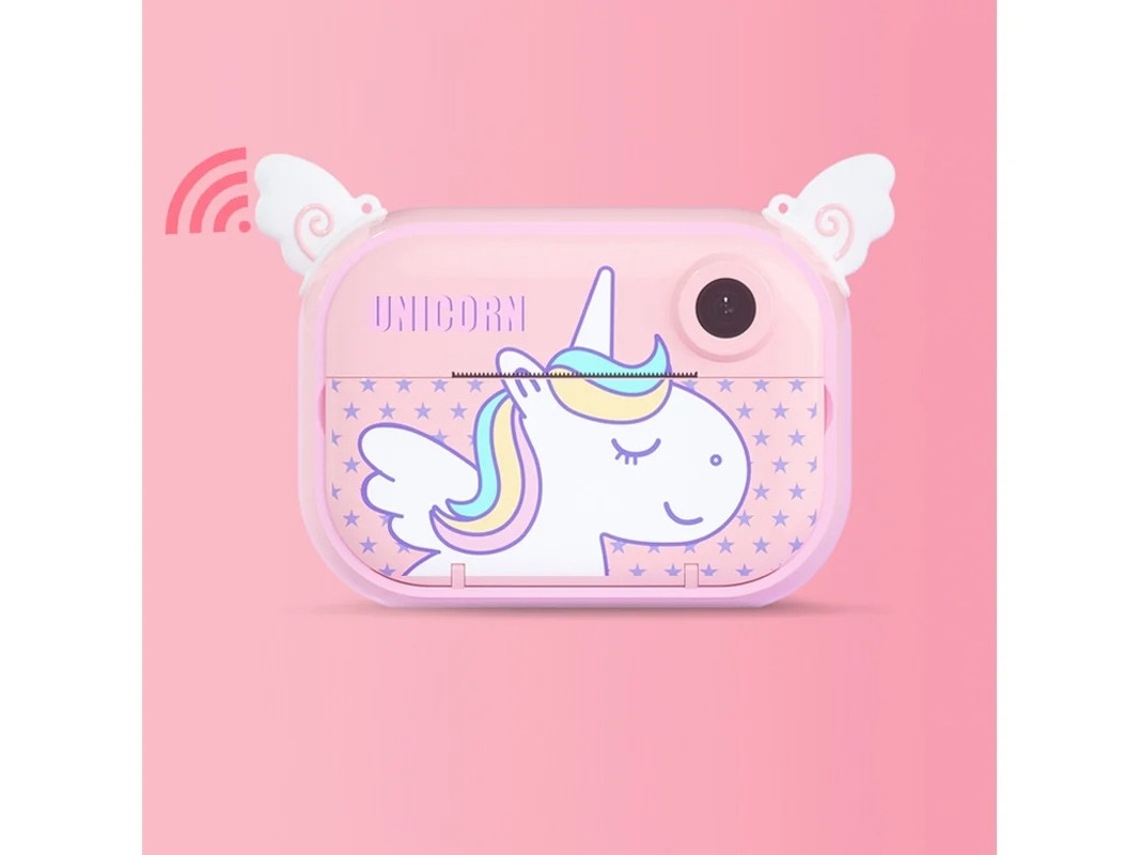 Máquina de fotos instantáneas para niños de 16 GB con 2 rollos de papel de impresión rosa Yizhood
