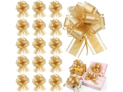 40 Lazos De Organza Dorados Para Regalos Navideños, Ideales Para Envolver Regalos Festivos.