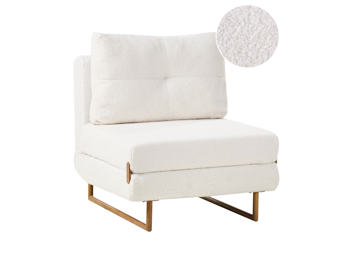 Beliani Jerslev Bouclé sofá cama blanco 79x81x87