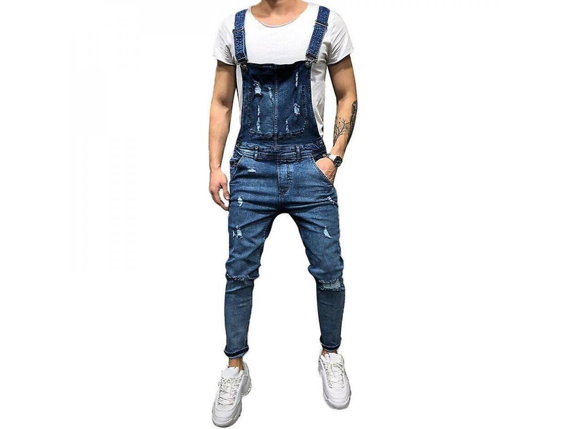 2026-pantalones Vaqueros Desgastados Para Hombres Con Bolsillos Monos Jeans Dungarees Lyl 2xl Azul Oscuro