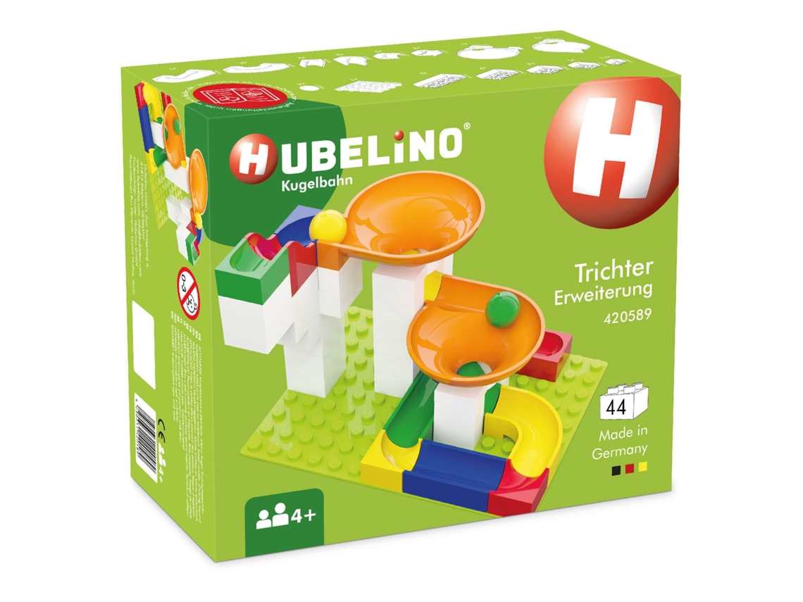 Juego de extensión de pista de mármol Hubelino con embudo, 44 piezas, compatible con Duplo