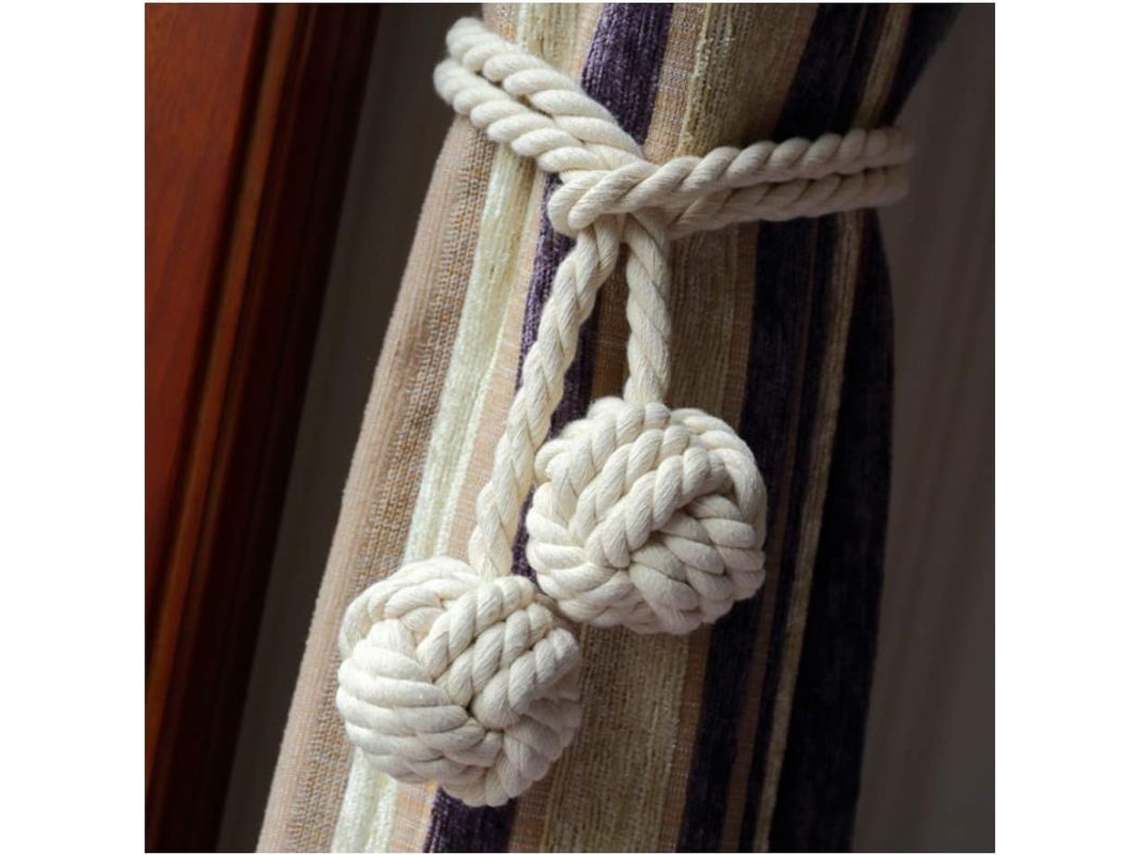 Sujetadores De Cortina De Ganchillo Hechos A Mano Con Una Sola Cuenta Beige Para Decoración Del Hogar (2 Piezas)