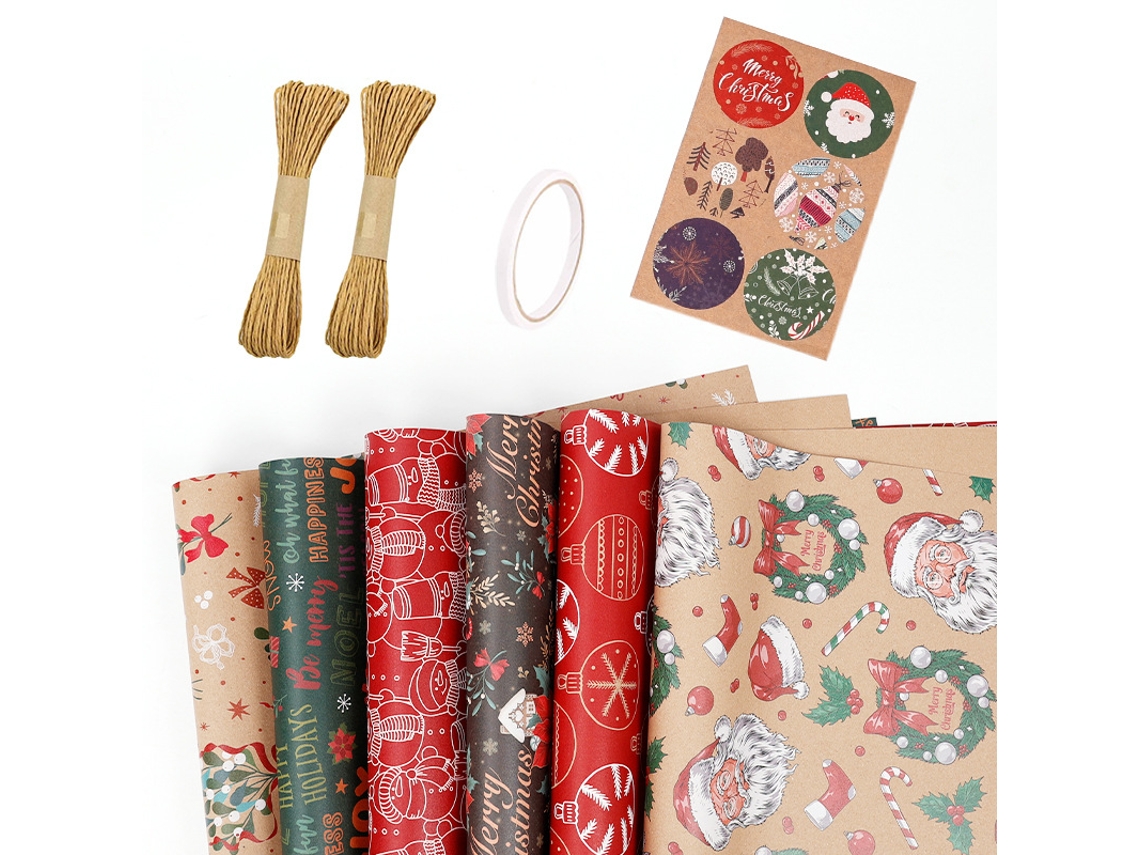 Juego de 6 hojas de papel de regalo navideño Eifson para Navidad, invierno y fiestas, 27,6 x 19,7 pulgadas (02)