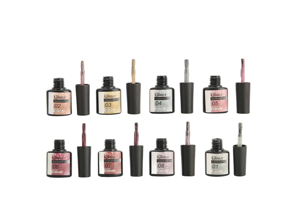 8pcs Esmalte De Gel De Unhas Com Glitter Brilhante E Duradouro Para Salão E Uso Diário
