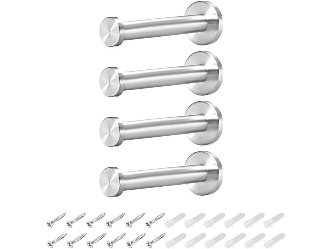 4 Ganchos De Pared Para Ropa, Perchas Individuales Para Toallas, Acero Inoxidable