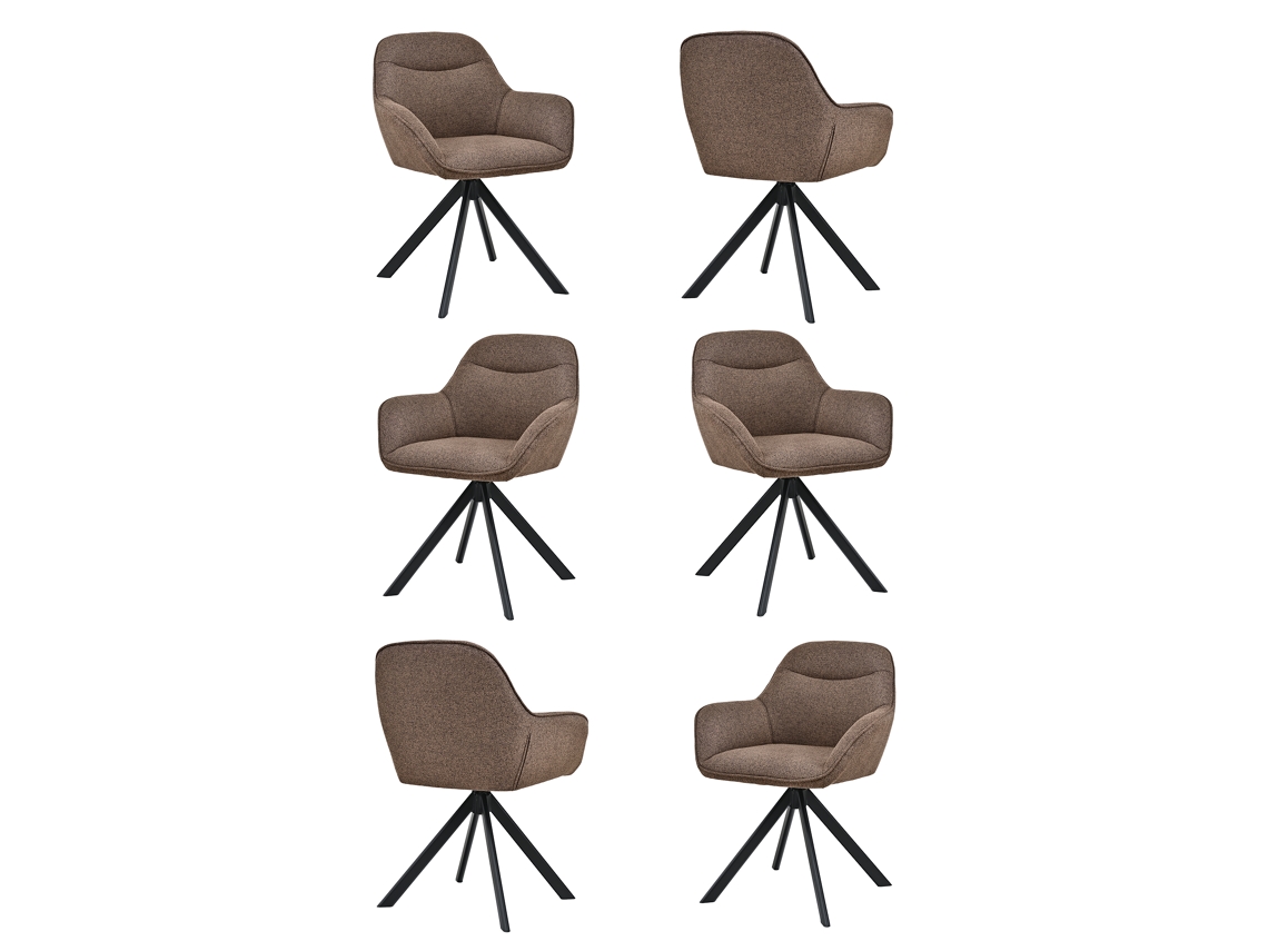 Sillas De Comedor Goeurvant 1370(pack De 6, Marrón Moca, Tela)