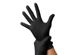 100 guantes de nitrilo negros, cómodos, flexibles y sensibles a la circulación del aire para impresión en laboratorio.