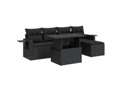 Maison Exclusive - Set De Sofás De Jardín 6 Piezas Y Cojines Ratán Sintético Negro