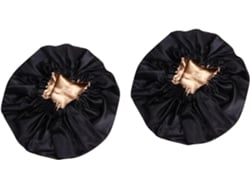 Gorro de dormir ajustable de satén para mujer con doble capa, ideal para el cabello, color azul claro.