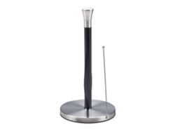 Relaxdays Portarrollos Cocina Vertical, Acero Inoxidable, Soporte Rollos Papel Encimera, 33 X 17 Cm, Plateado/negro