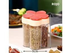 Juego De Utensilios De Cocina (rojo), Caja Para Guardar Condimentos, Botellas De Plástico Para Condimentos, Ideal Para Acampar Al Aire Libre.