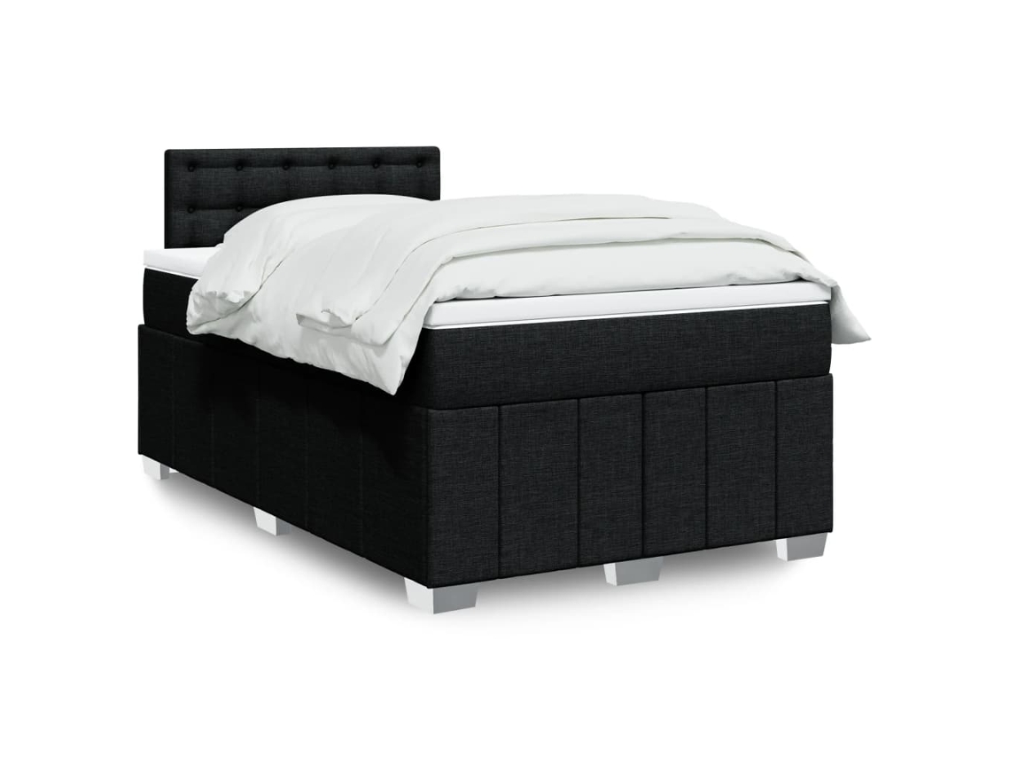 Cama Box Spring Con Colchón Tela Negro 120x200 Cm