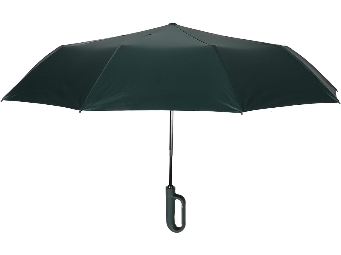 Paraguas Plegable Automático Ciieeo, 10 Varillas, Negro, Triple Pliegue, Tejido Verde Resistente A Los Rayos Uv, Compacto Y Ligero.