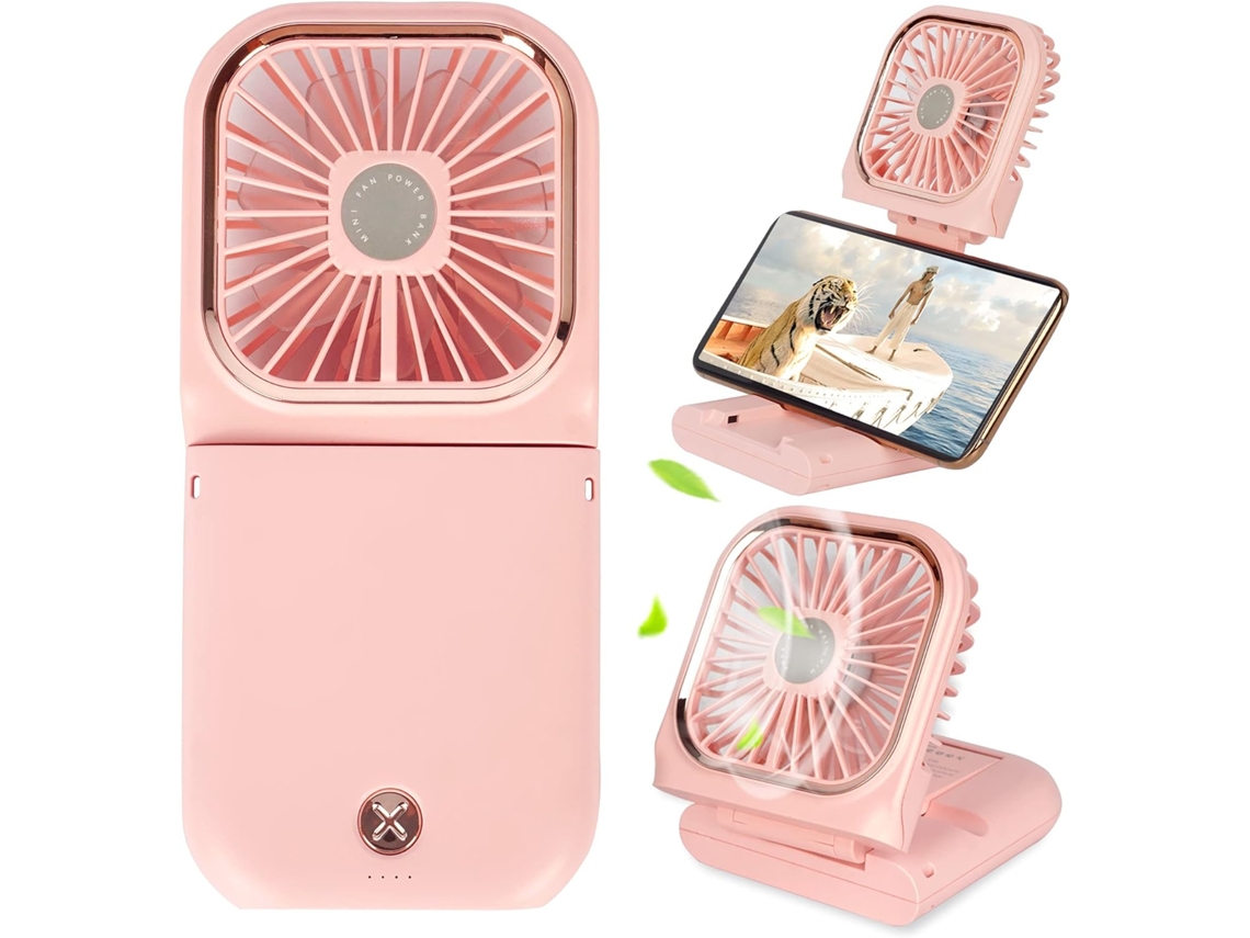 Ventilador Mini Eifson 5 En 1 Con Cordón De Cuello 3 Velocidades 3000mahrosa