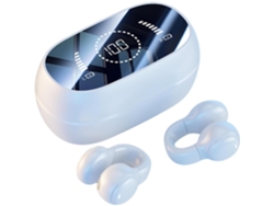 Auriculares Bluetooth MDUG con batería de larga duración, diseño abierto y carga USB.