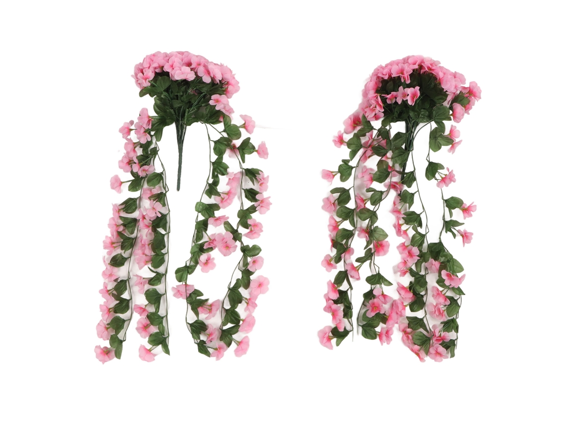 Baok-2 Unidades Violetas Artificiales Colgantes Plantas Falsas de Plástico para Jardín Patio Boda Decoración Exterior Puerta Rosa