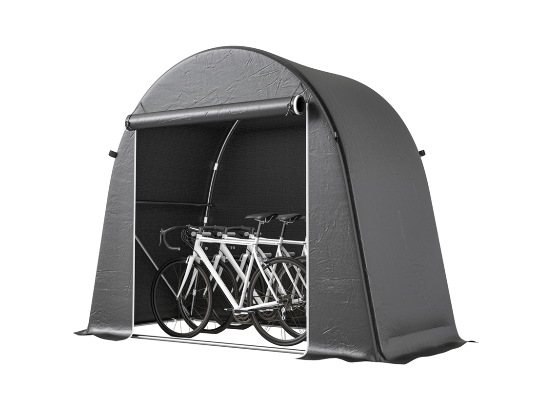 Carpa Bicicletas Herramientas Pe Metal Cremallera 245x120x200 Gris Oscuro