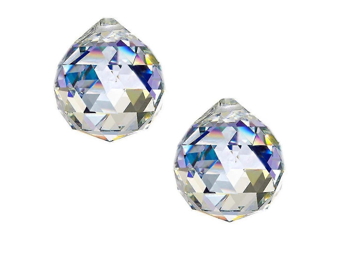 Bola de cristal transparente grande, prisma decorativo para lámpara de araña o ventana, creador de arcoíris, paquete de 2.