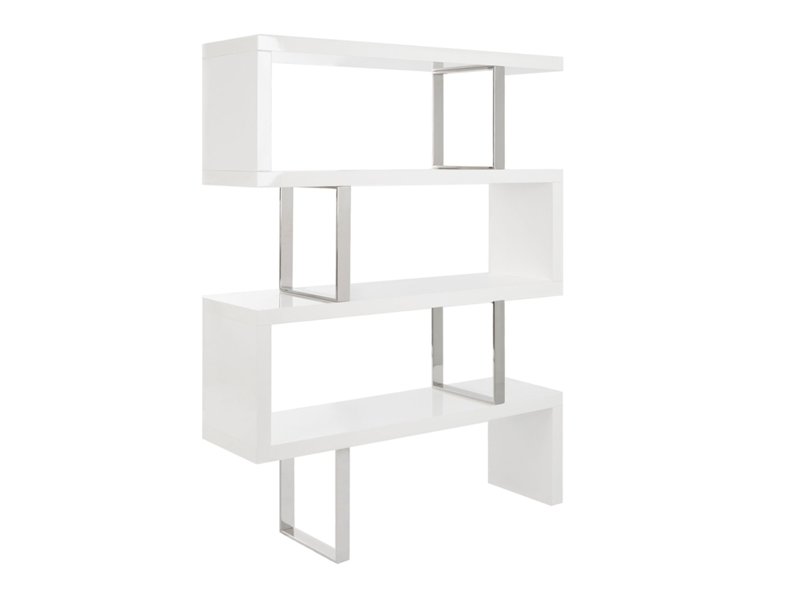 Estante ANGEL CERDÁ 3026 (Blanco - MDF, Acero inoxidable - 130 x 35 x 170 cm)