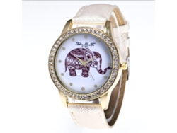 Reloj De Pulsera De Cuarzo Con Correa De Pu, Esfera Redonda, Estilo Moderno Y Elegante (blanco)
