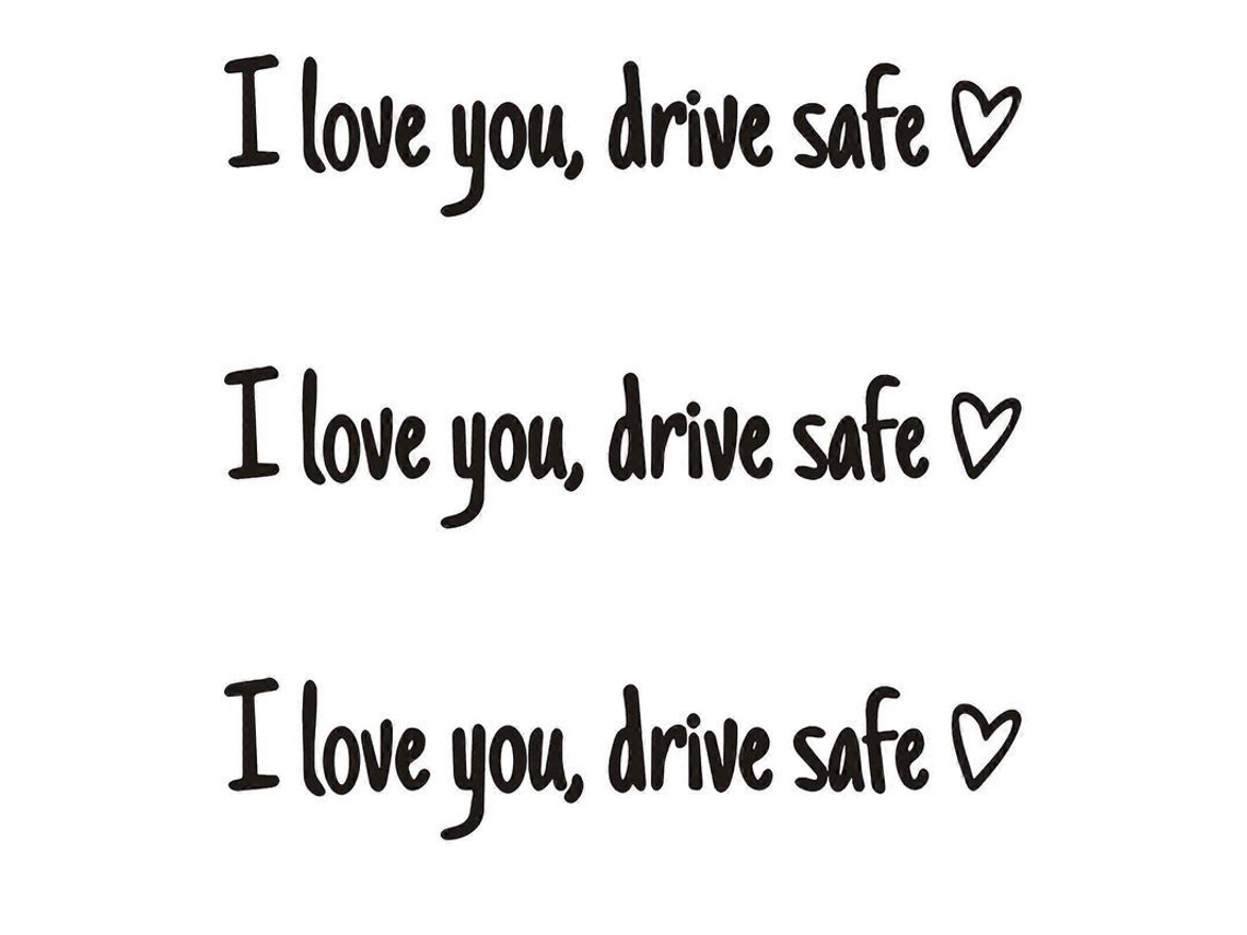 Pack 3 adhesivos "Te amo, conduce seguro" retrovisor. Corazón vinilo ventana. Accesorio coche regalo.