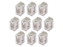 10 Relés Eléctricos Intermedios De 14 Pines, 4 Na, 4 Nc, 250 V Ca, 30 V Cc, Color Plata.