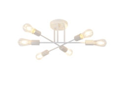 Lámpara de techo E27, 6 luces, lámpara de araña blanca retro, iluminación industrial, iluminación de sala de estar de estilo rústico, máx. 25W NETTLIFE