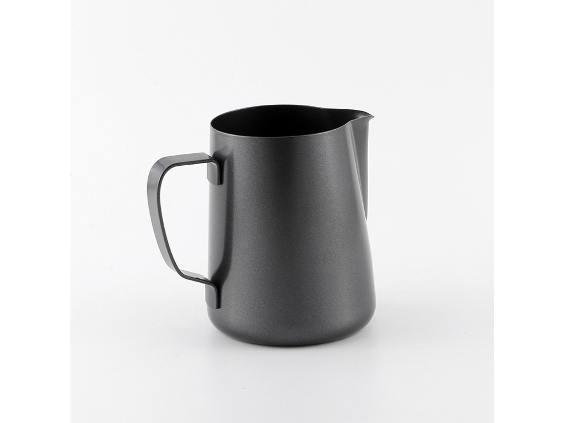 Taza de acero inoxidable con pico recubierto de teflón de color, negra, 400 ml Sfushos