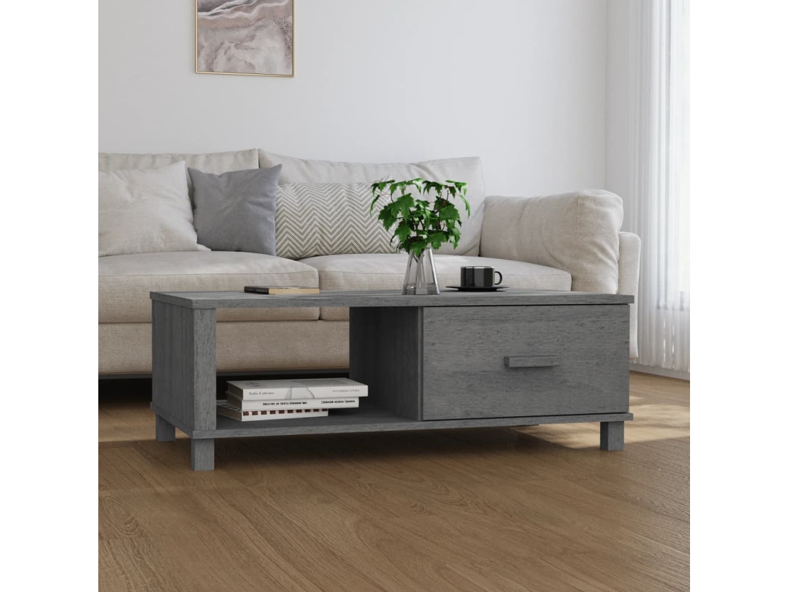 Mesa de centro Hamar 100x55x35 cm pino macizo gris oscuro DKD HOME DECOR