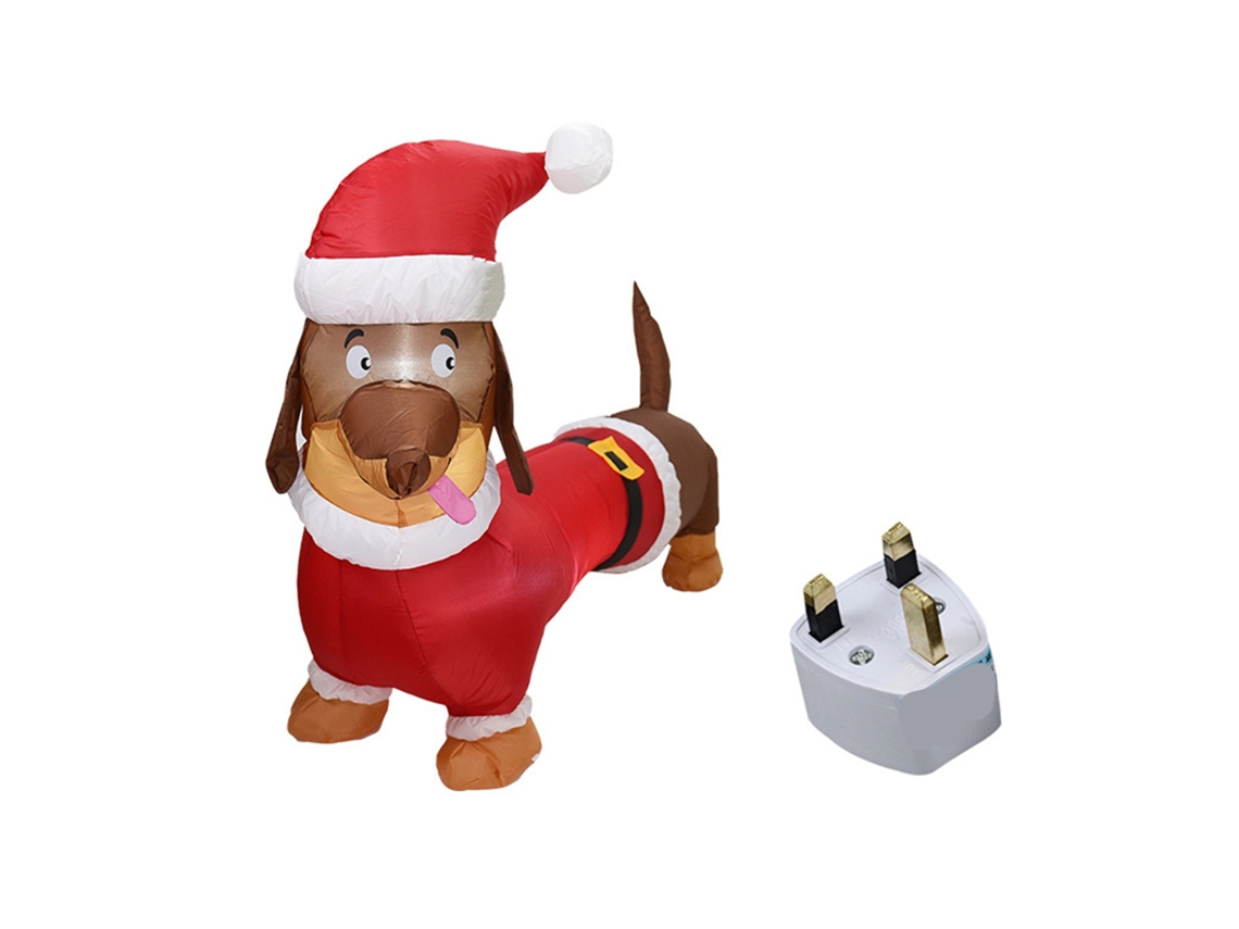 Cachorro De Perro Salchicha Inflable Iluminado De 1,5 M Con Luces Led Para Decoración Navideña Exterior.