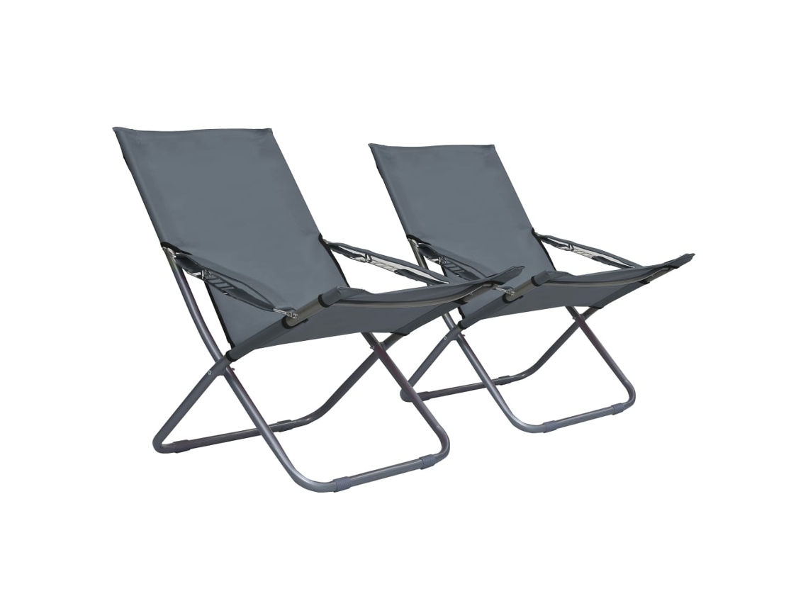 Sillas de playa plegables de 2 piezas DKD Home Decor de tela gris