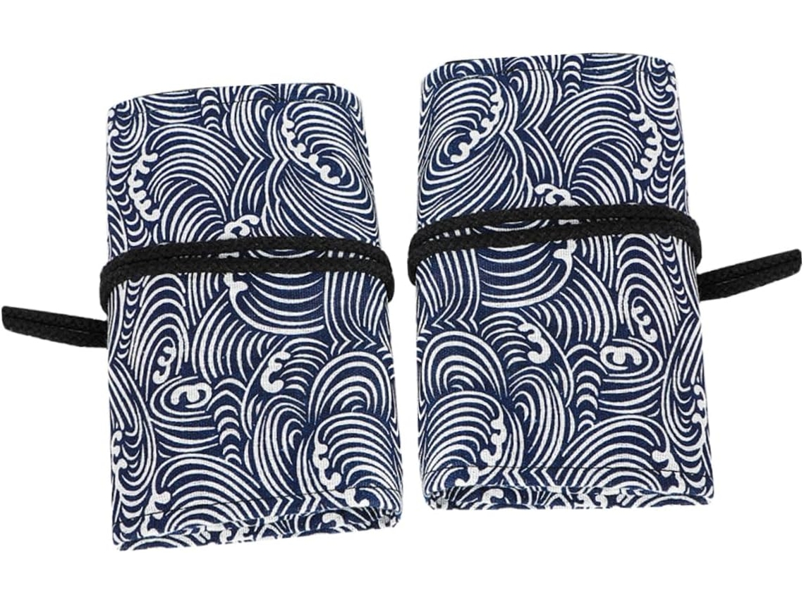 2 estuches enrollables de lona para lápices con diseño creativo, organizador práctico para dibujo.