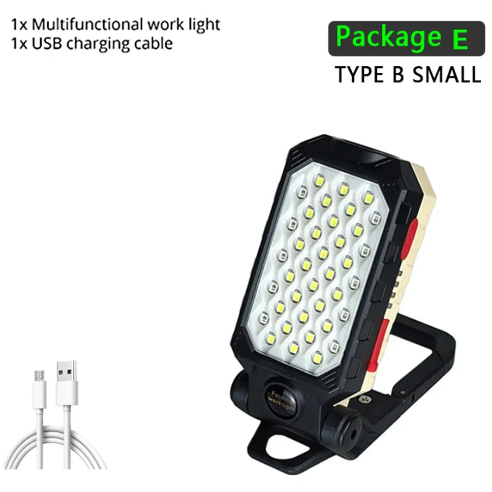 Luz de trabajo COB portátil multifuncional, recargable por USB, luz de emergencia para reparaciones, fuente de iluminación móvil. Aeuzwr