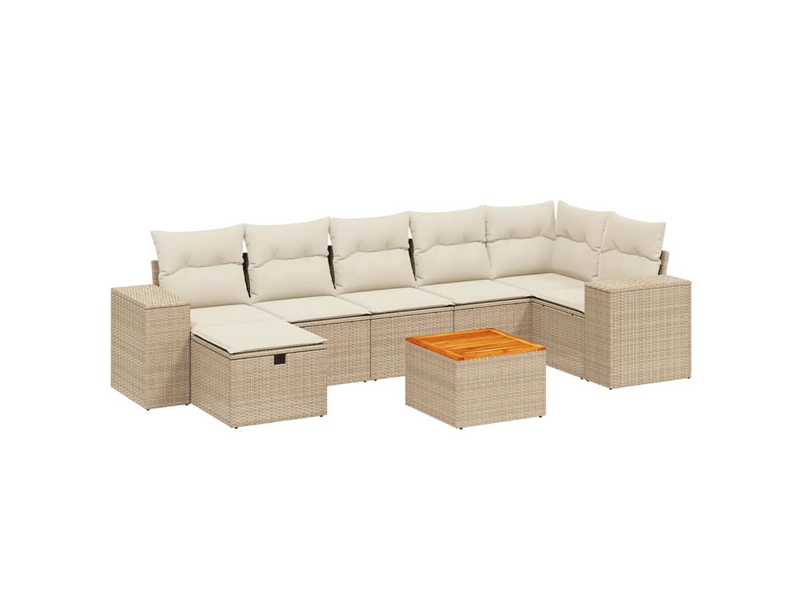 Conjunto 8 de sofás de jardín con cojines beige VIDAXL ratán PE