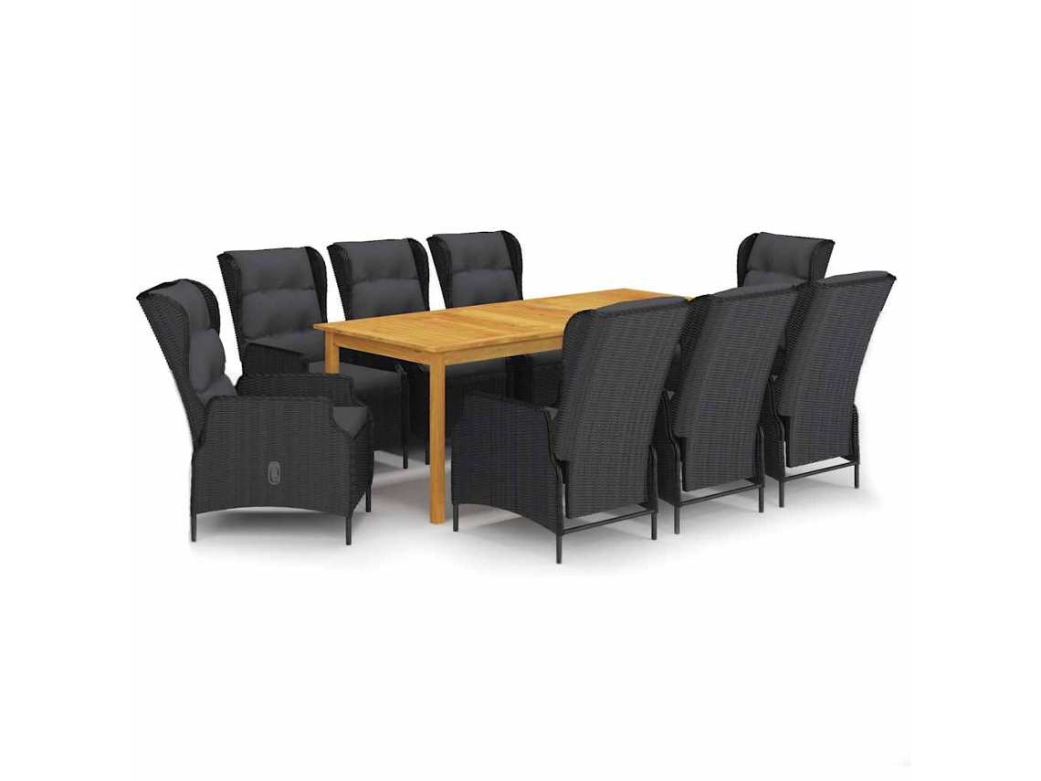 Maison Exclusive - Juego De Comedor Para Jardín 9 Piezas Gris Oscuro