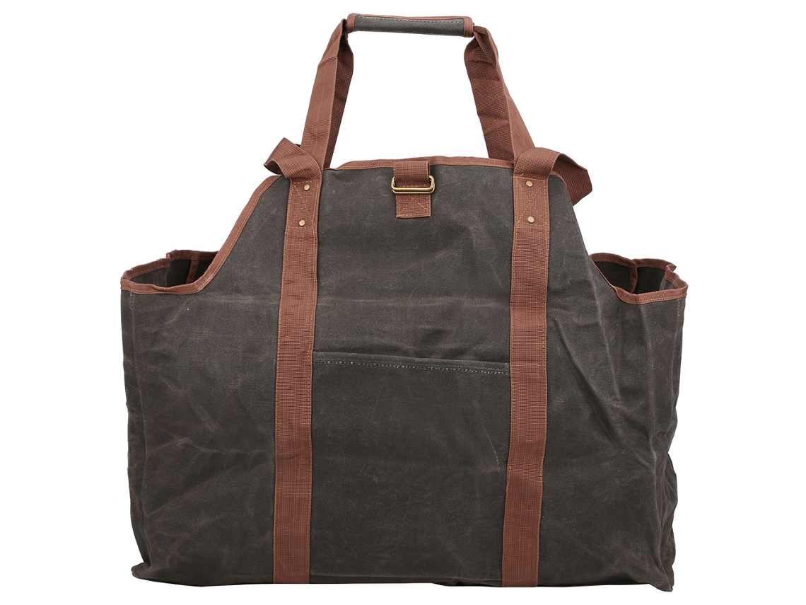 Bolsa Impermeable De Gran Capacidad Para Leña, Recubierta De Cera, De Lona, Aprox. 58,5 X 54 Cm.